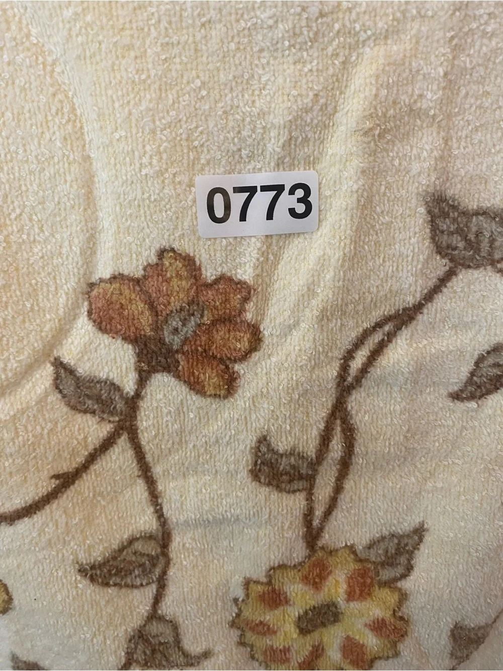 Vintage Canon Cream Floral Bath Towel USA Made Neutral